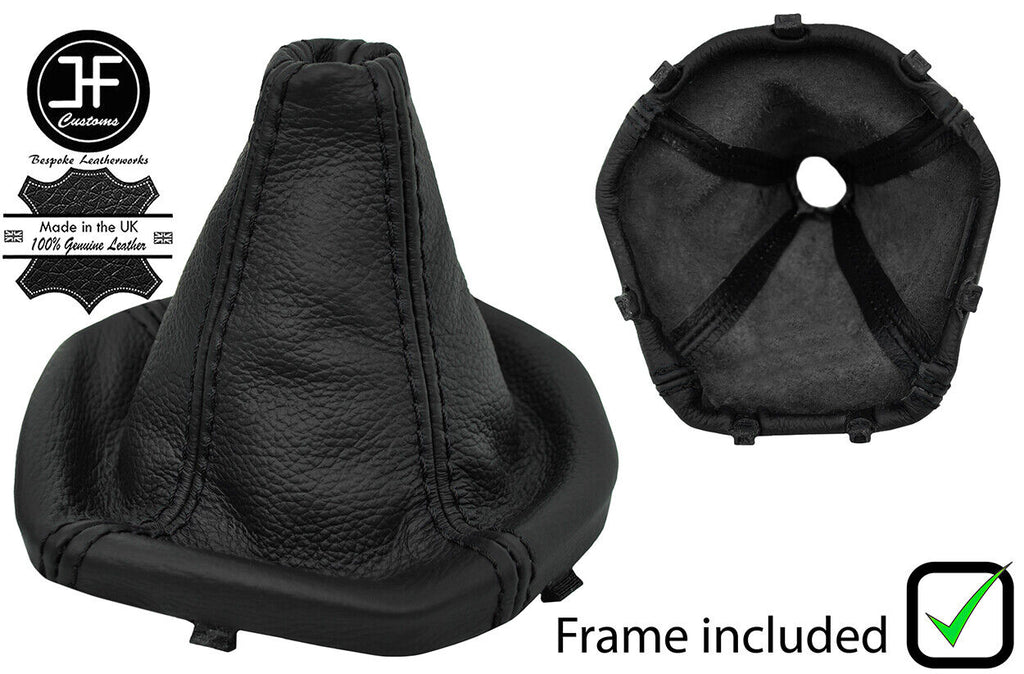 BLACK STITCH LEATHER MANUAL GEAR GAITER+PLASTIC FRAME FOR FORD KA MK2 2009-2016