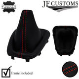 RED STITCH LEATHER MANUAL GEAR COVER+PLASTIC FRAME FOR KIA PICANTO 17-21 5DR