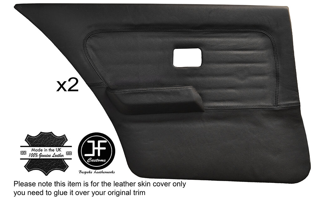 BLACK STITCH 2X REAR FULL DOOR CARD LEATHER COVERS FITS BMW 3 SERIES E30 SALOON