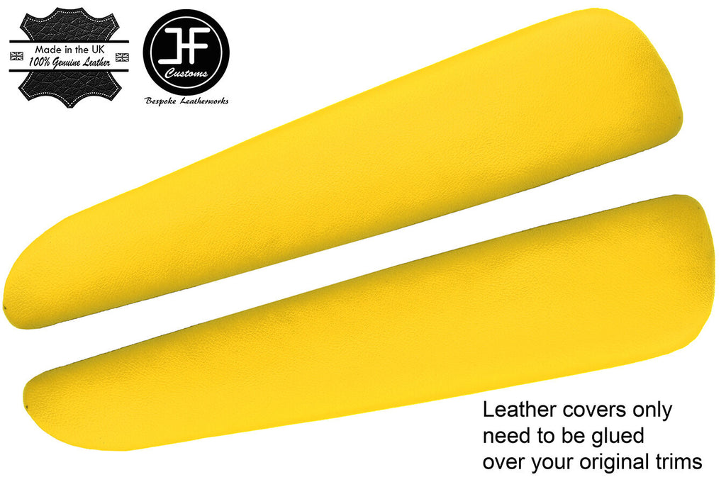 YELLOW LEATHER 2X FRONT DOOR ARMREST COVERS PAD FITS BMW E46 CONVERTIBLE COUPE