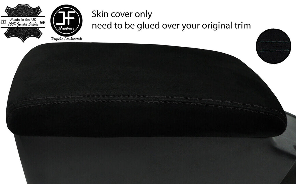 BLACK STITCH ARMREST LID SUEDE COVER FITS TOYOTA JZX 100 CHASER 1996-2000