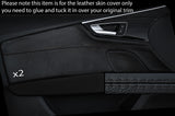 BLACK STITCH 2X FRONT DOOR CARD TRIM LEATHER SKIN COVERS FITS AUDI A7 2010-2015