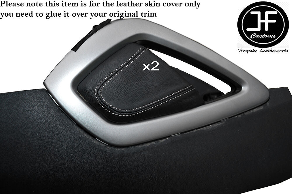 WHITE STITCH 2X KNEE PADS LEATHER SKIN COVERS FITS HYUNDAI VELOSTER 2011-2015