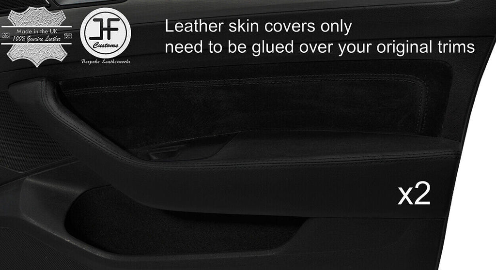 BLACK & BLACK 2X FRONT DOOR HANDLE ARMREST COVERS FOR VW PASSAT B8 15-18 SALOON