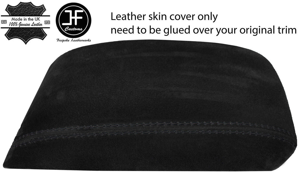 BLACK  STITCH REAL SUEDE ARMREST LID COVER FITS SKODA OCTAVIA MK3 2013-2018