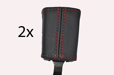 red stitch FITS SMART FORTWO 99-2007  FRONT SEAT BELT STALK LEATHER COVERS