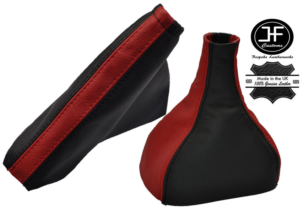 BLACK & DARK RED LEATHER GEAR & HANDBRAKE GAITER FITS VAUXHALL ASTRA MK5 H 04-09