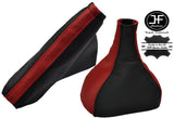 BLACK & DARK RED LEATHER GEAR & HANDBRAKE GAITER FITS VAUXHALL ASTRA MK5 H 04-09