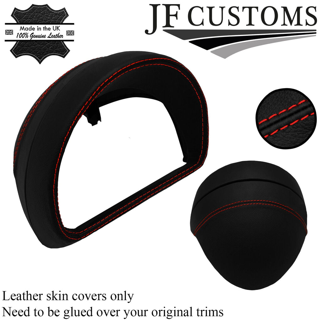 RED STITCH  LEATHER SPEEDO SURROUND HOOD COVERS FOR SMART FORFOUR 453 2014-2019