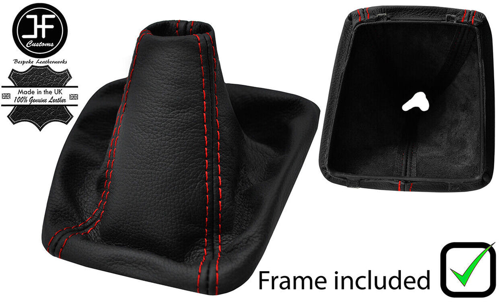 RED STITCH LEATHER MANUAL GEAR GAITER+PLASTIC FRAME FITS SKODA YETI 2009-2017