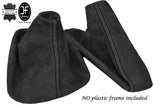BLACK STITCH REAL DARK GREY SUEDE GEAR HANDBRAKE GAITER FOR BMW 3 SERIES E36 E46