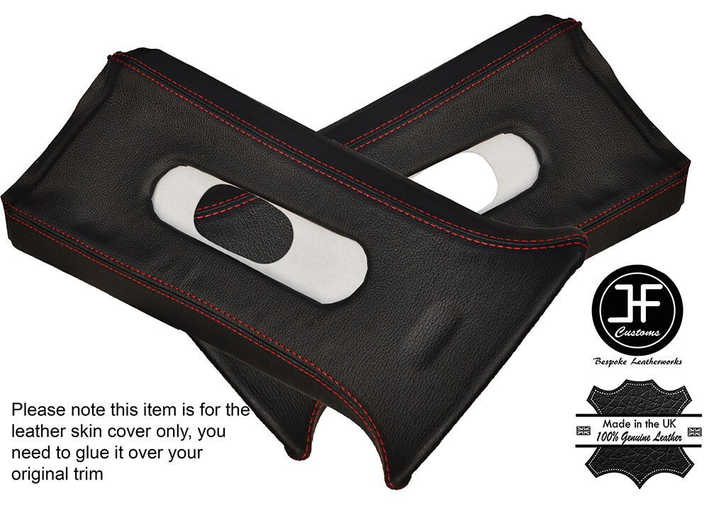 RED STITCH 2X UPPER B PILLAR LEATHER COVERS FITS FIAT 500X 500 X 2014-2017