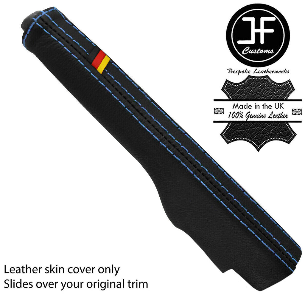 GERMAN FLAG BLUE STITCH LEATHER HANDBRAKE GAITER FOR VW GOLF MK5 MK6 2004-2013