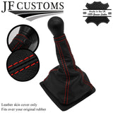 RED STITCH LEATHER OVER RUBBER GEAR GAITER FITS PEUGEOT 106 91-03 CUSTOM NEW
