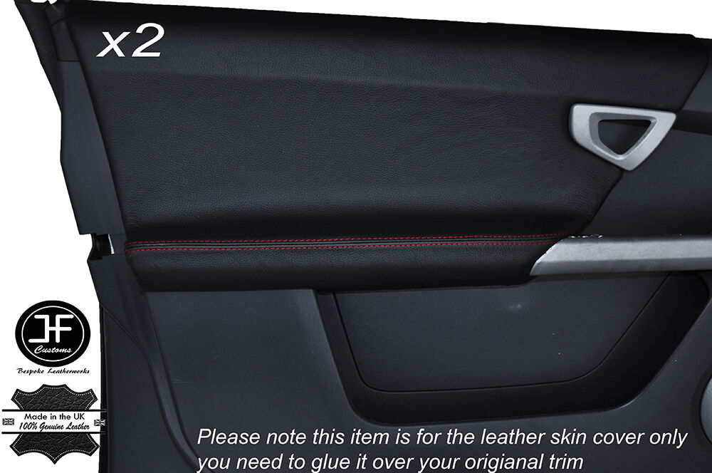 RED STITCH 2X FRONT DOOR CARD TRIM LEATHER COVERS FITS SMART FORFOUR 04-06