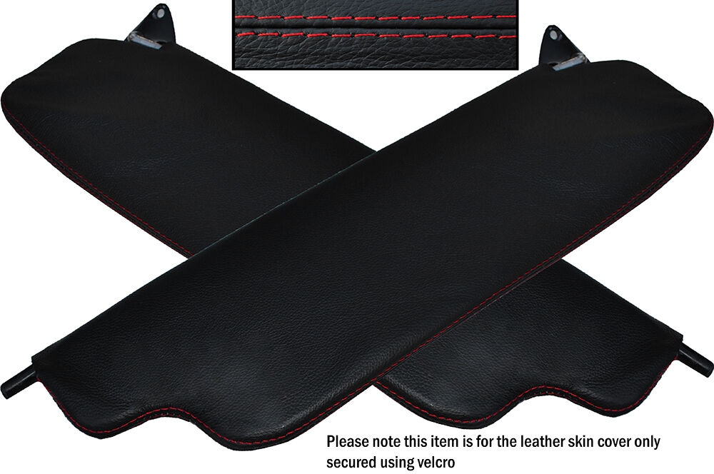 RED STITCH 2X SUN VISORS LEATHER SKIN COVERS FITS DATSUN 240Z CUSTOM NEW