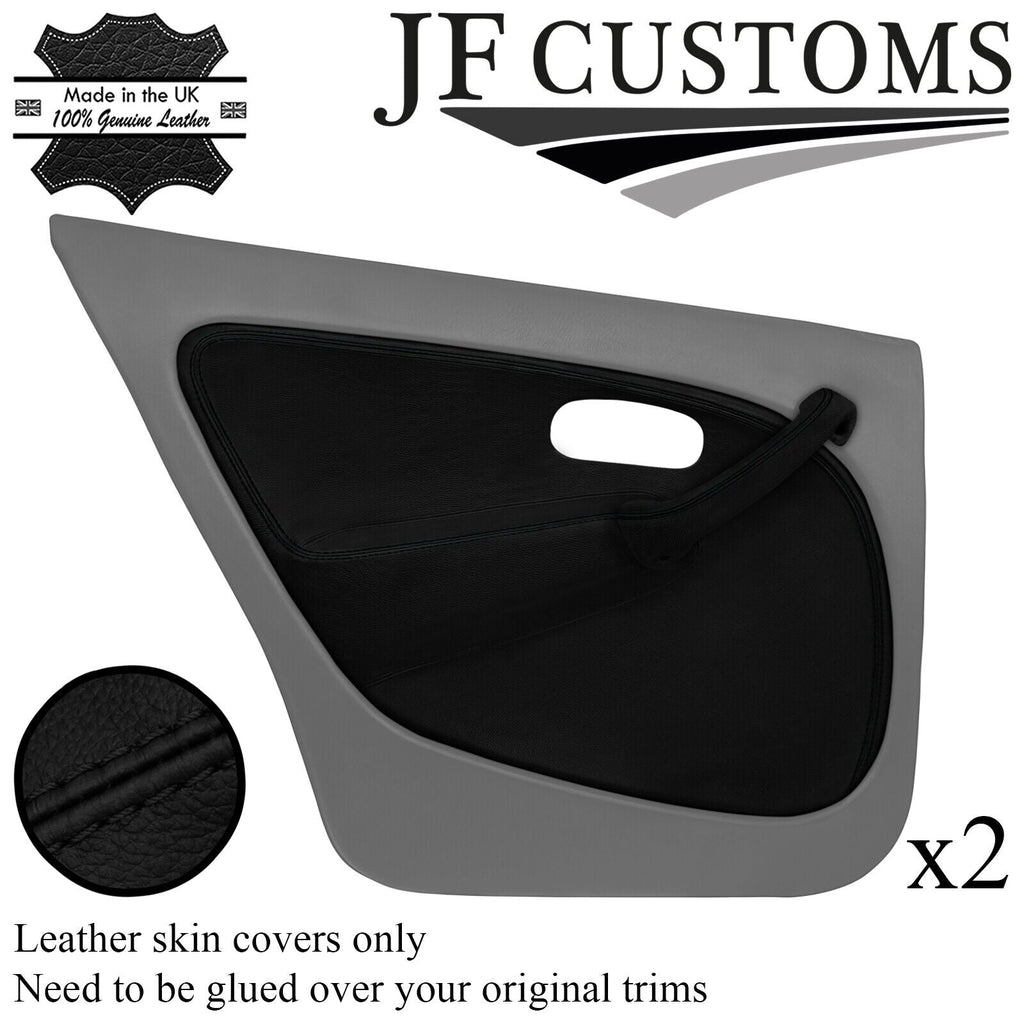 BLACK STITCH LEATHER 2X REAR DOOR CARD +HANDLE COVER FOR ROVER MG ZS 01-05 JF1