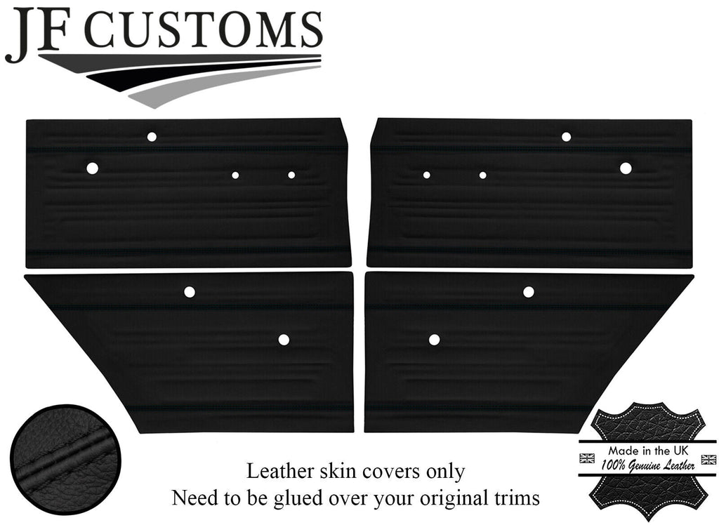 BLACK STITCH LEATHER 4X FRONT REAR DOOR CARD COVERS FITS FORD CORTINA MK2 4DR