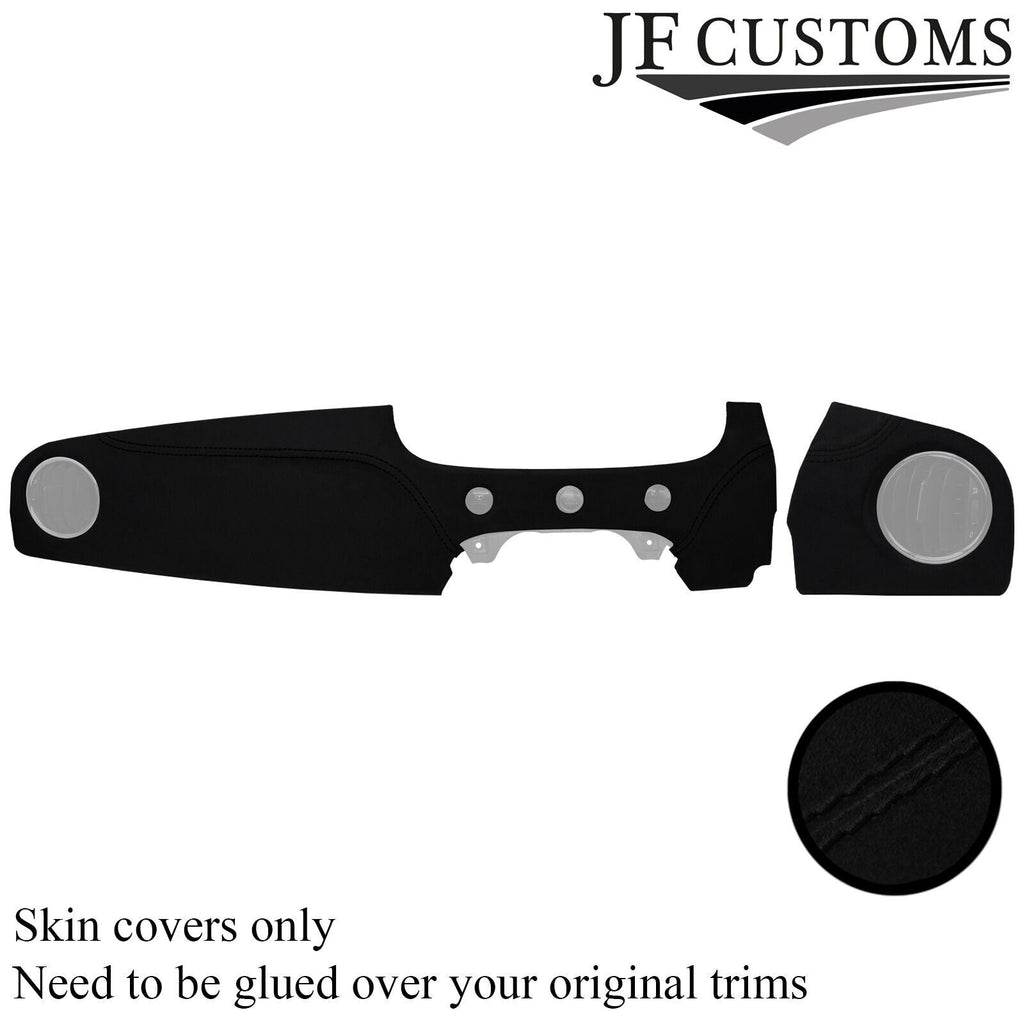 BLACK STITCH 2 PIECE FRONT DASH PANEL SUEDE COVER FOR FIAT 500 2015-2020
