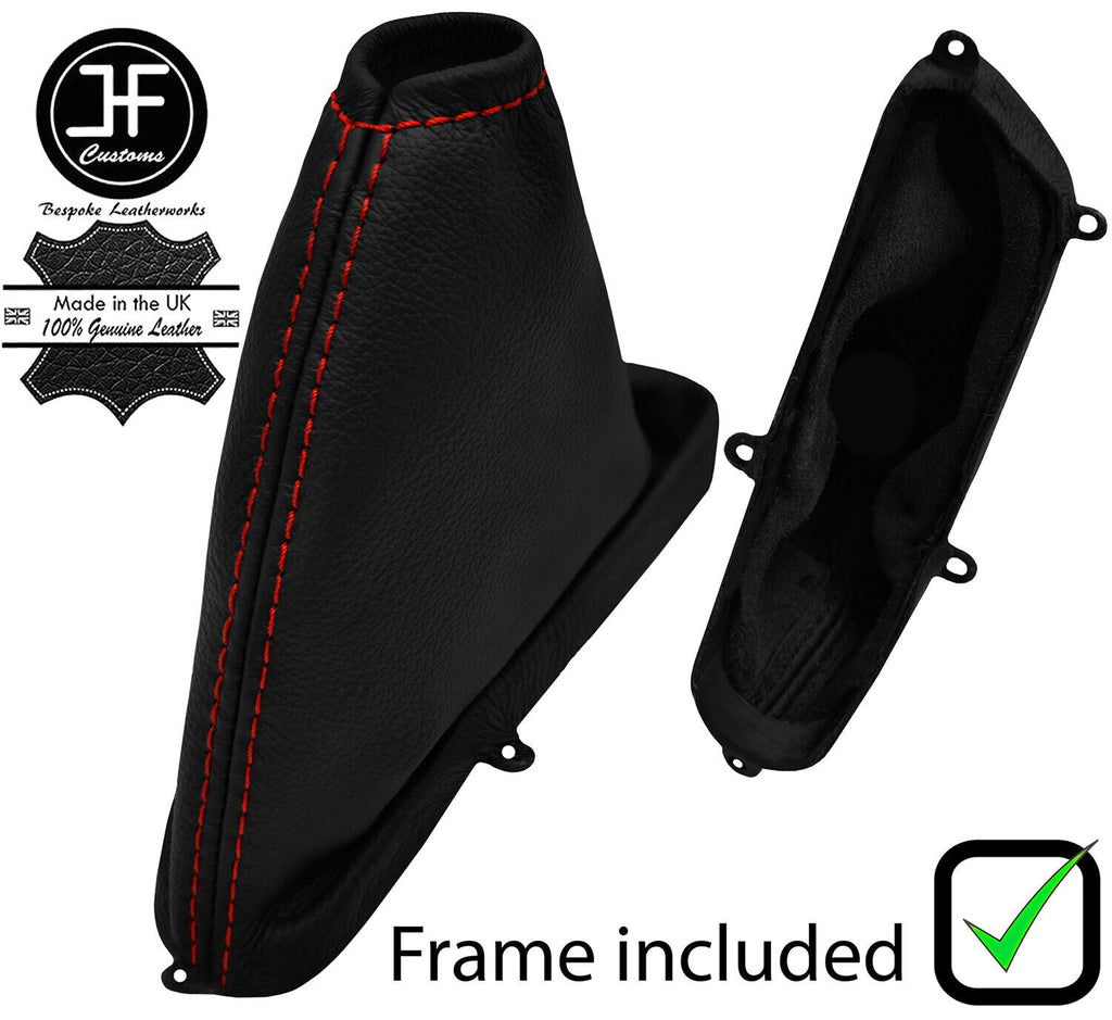 RED STITCH LTHR HANDBRAKE GAITER+PLASTIC FRAME FOR FORD MONDEO MK1 MK2 93-00