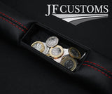 RED STITCH LEATHER 2X CAR KEY HOLDER PROTECTOR  FITS JAGUAR F TYPE 12-20