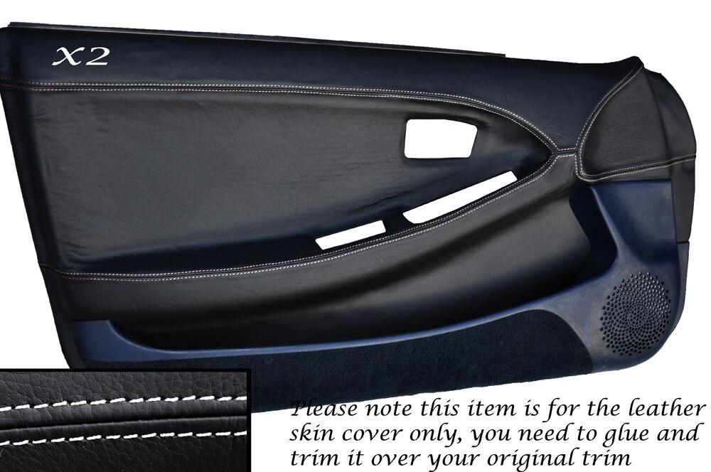 WHITE STITCH 2X FULL DOOR CARD LEATHER SKIN COVER FITS TOYOTA MR2 MK2 1989-2000