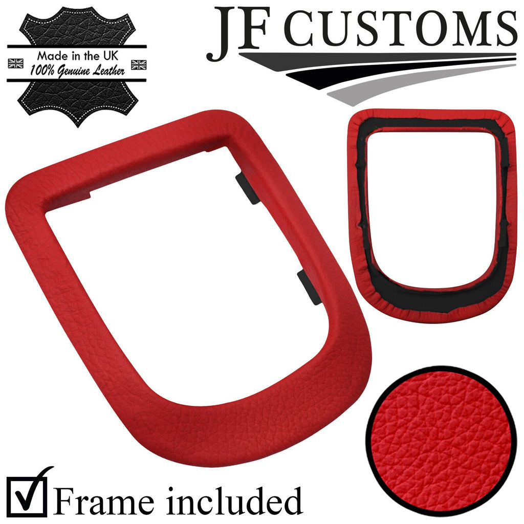 RED LEATHER AUTOMATIC GEAR SURROUND COVER + FRAME FOR PEUGEOT 207 06-14