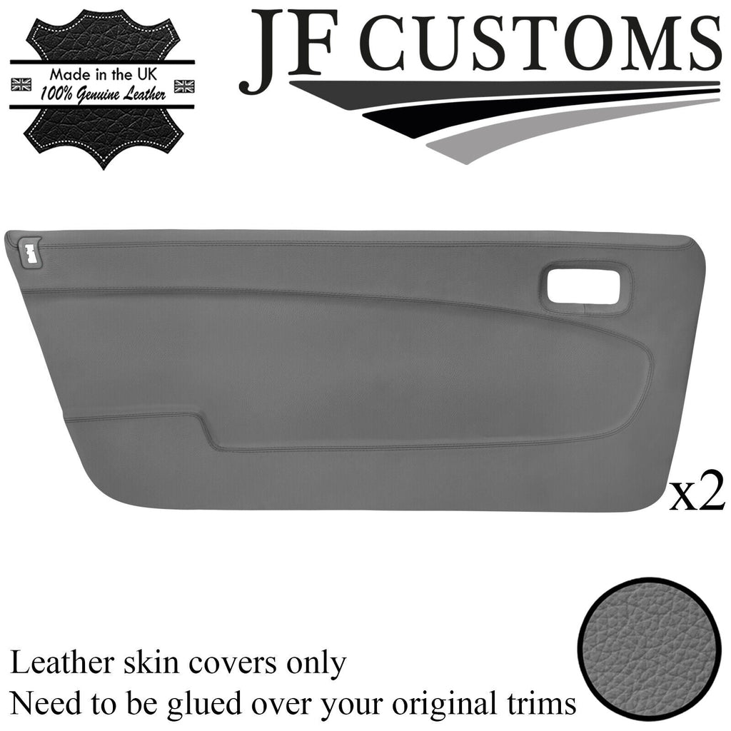 GREY  LEATHER 2X FRONT DOOR CARD COVER FOR LANCIA BETA VOLUMEX COUPE JF2