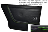 GREEN STITCH 2X REAR DOOR CARDS LEATHER SKIN COVERS FITS VW GOLF MK1 CABRIO