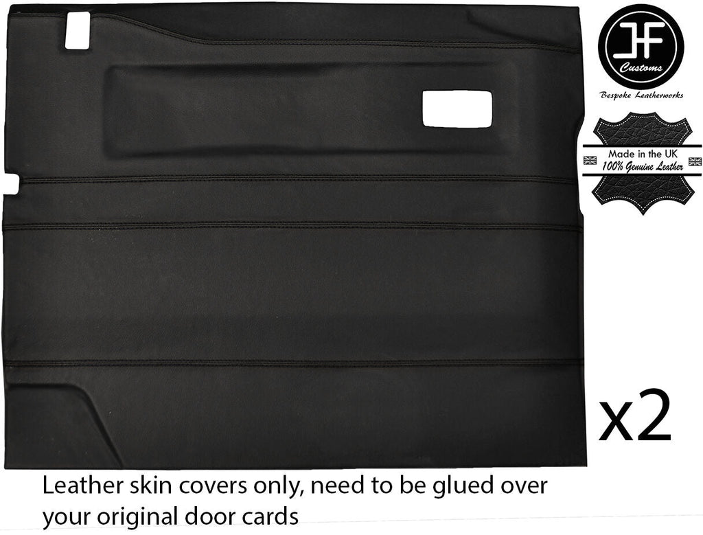BLACK STITCH 2X FRONT DOOR CARD COVERS FITS LAND ROVER DEFENDER 90 110 STYLE 2