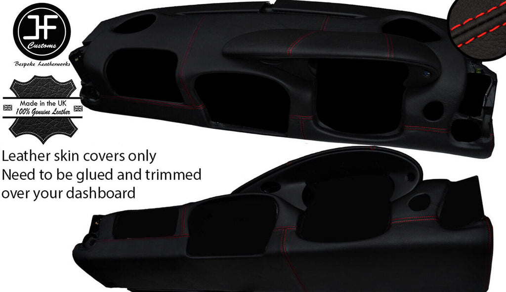 RED STITCH DASH DASHBOARD REAL LEATHER COVER FITS PORSCHE 986 BOXSTER 96-02