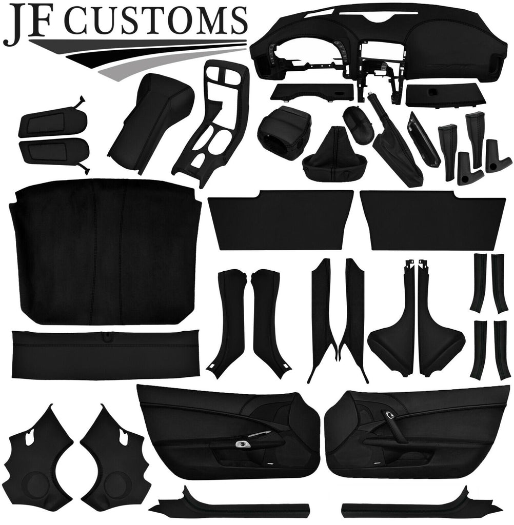 BLACK STITCH LEATHER COVERS FOR CORVETTE C6 05-13 FULL INTERIOR RECOVERY KIT
