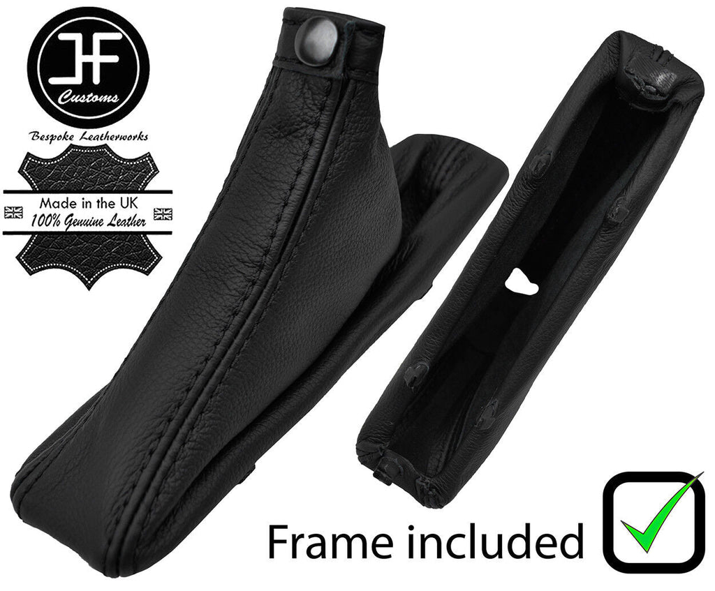 BLACK STITCH LEATHER HANDBRAKE GAITER +PLASTIC FRAME FITS ALFA ROMEO 156 98-02