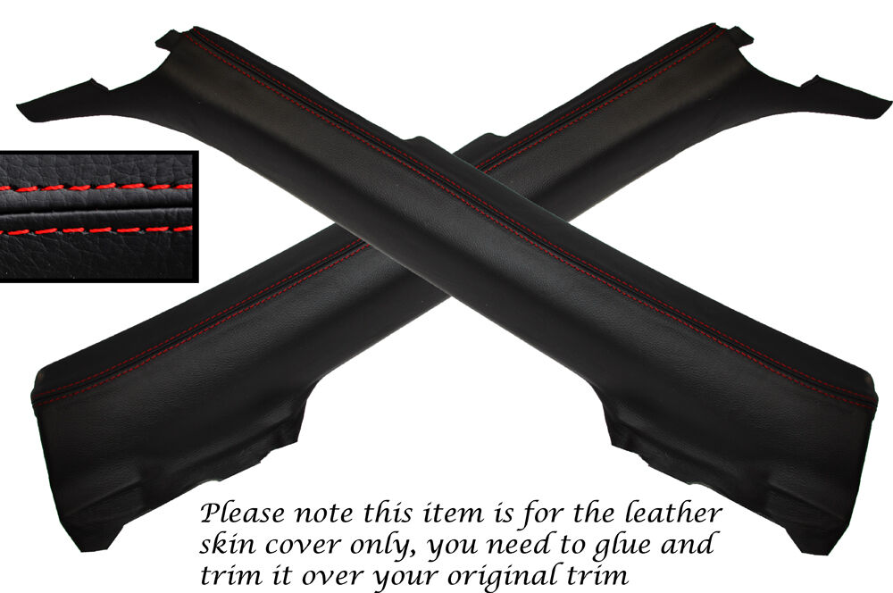 RED STITCH 2X A POST PILLAR LEATHER SKIN COVERS FITS AUDI R8 SPYDER 10-14