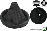 BLACK STITCH PERFORATED LEATHER GEAR GAITER+PLASTIC FRAME FOR VW T5 TRANSPORTER