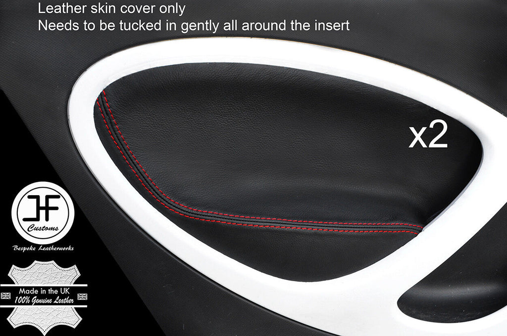 RED STITCH 2X REAR DOOR CARD TRIM LEATHER COVERS FITS SMART FORFOUR 2014-2017