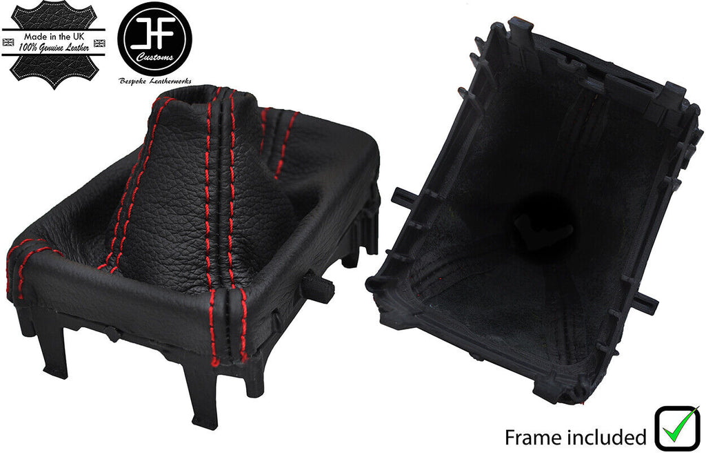 RED STITCH LEATHER AUTOMATIC GEAR GAITER+PLASTIC FRAME FOR VOLVO S80 13-17