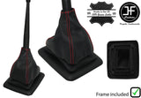 RED STITCH LEATHER MANUAL GEAR GAITER+PLASTIC FRAME FOR FORD F150 1992-96 JF2