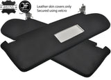 BLACK STITCH 2X SUN VISOR LEATHER COVER FOR VW T6 TRANSPORTER 1 MIRROR CUTOUT