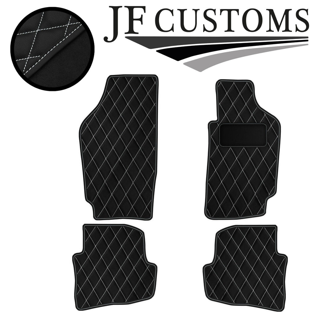 WHITE DIAMOND STITCH VINYL 4XTAILORED FLOOR CARPET FOR VW FOX 06-20 JF1