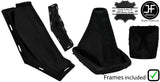 BLACK & BLACK STRIPE LEATHER GAITER SET + PLASTIC FRAME FOR FORD FOCUS FL 08-11
