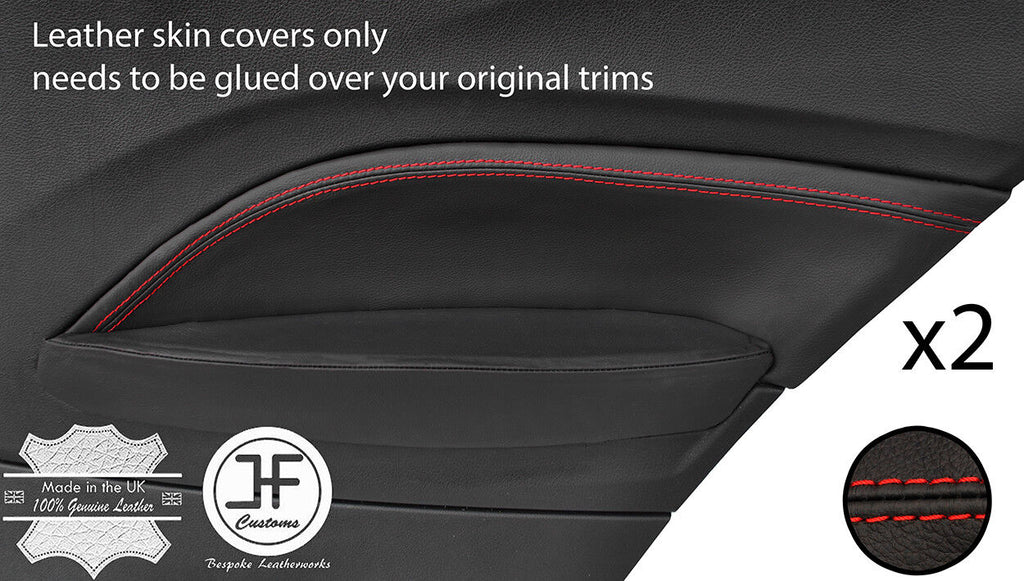 RED STITCH 2X REAR DOOR CARD TRIM LEATHER COVERS FOR BMW F21 2011-2017 3 DOOR