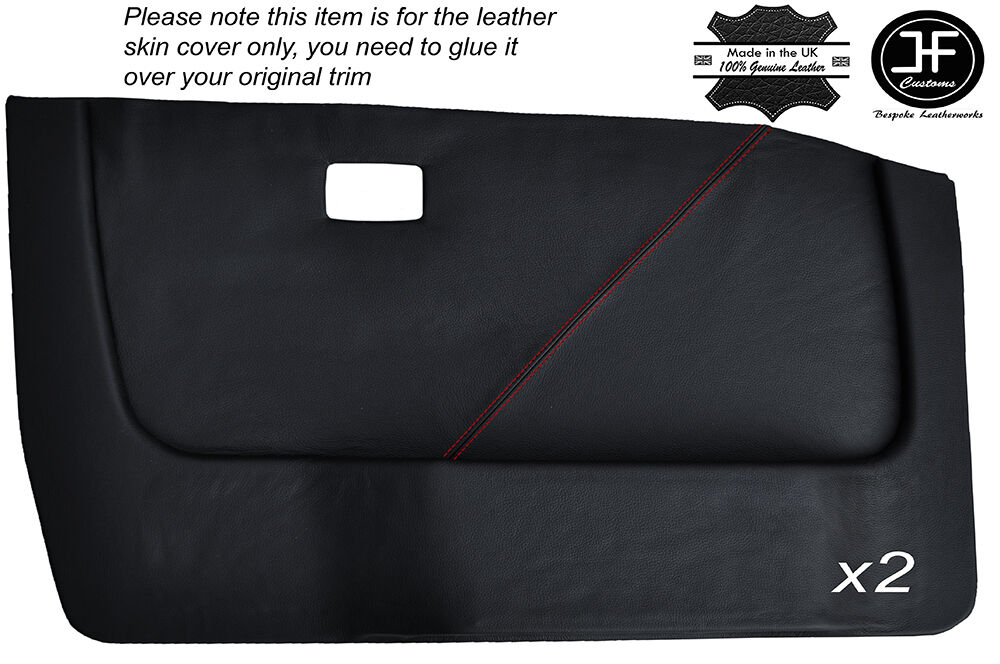 RED STITCHING 2X FRONT DOOR CARD LEATHER COVERS FITS BMW 5 SERIES E28 81-87