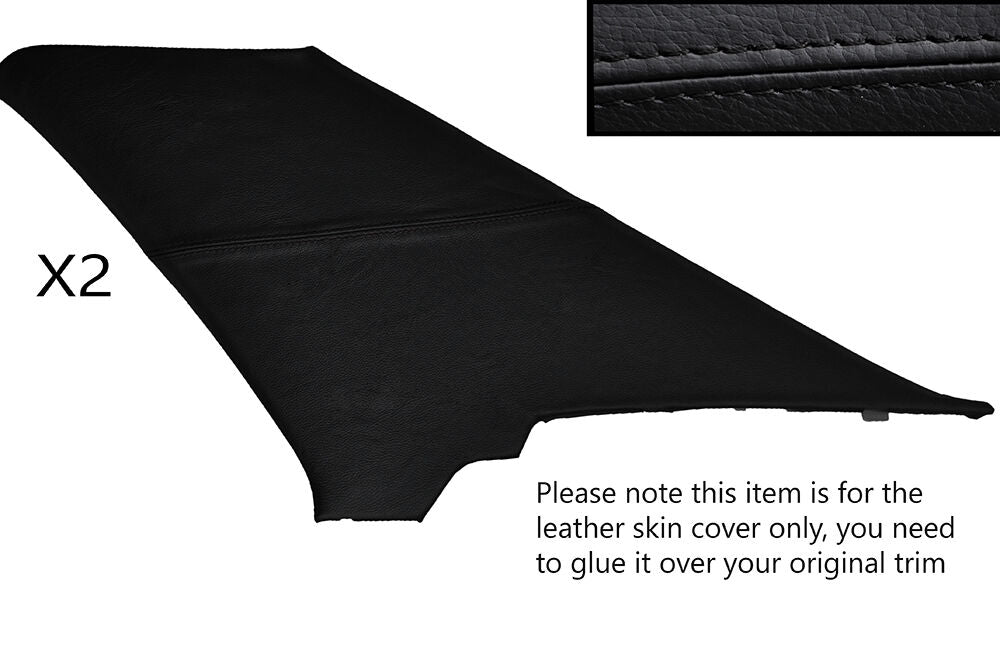 BLACK STITCH 2X REAR C PILLAR LEATHER SKIN COVERS FITS LEXUS IS200 1998-2005