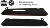 RED STITCH 2X SUN VISORS REAL SUEDE COVERS FOR BMW E30 81-92 SEDAN CUSTOM NEW