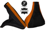 ORANGE & BLACK LEATHER GEAR & HANDBRAKE GAITER FITS VAUXHALL ASTRA G IV COUPE