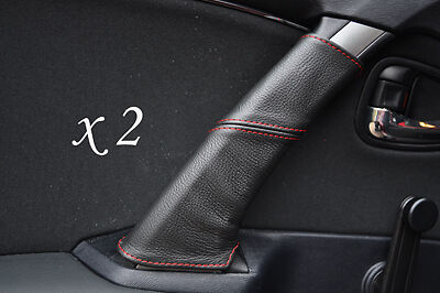 RED STITCH FITS TOYOTA AVENSIS 09+ 2X REAR DOOR HANDLE LEATHER COVERS CUSTOM NEW