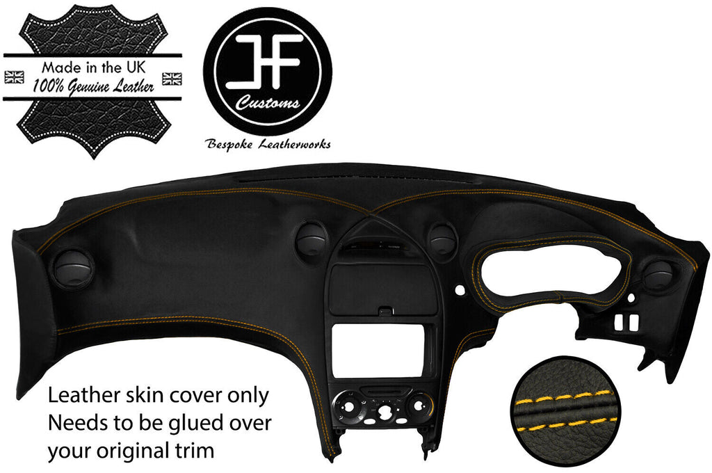 YELLOW STITCH DASH DASHBOARD REAL LEATHER COVER FOR TOYOTA CELICA MK7 1999-2006