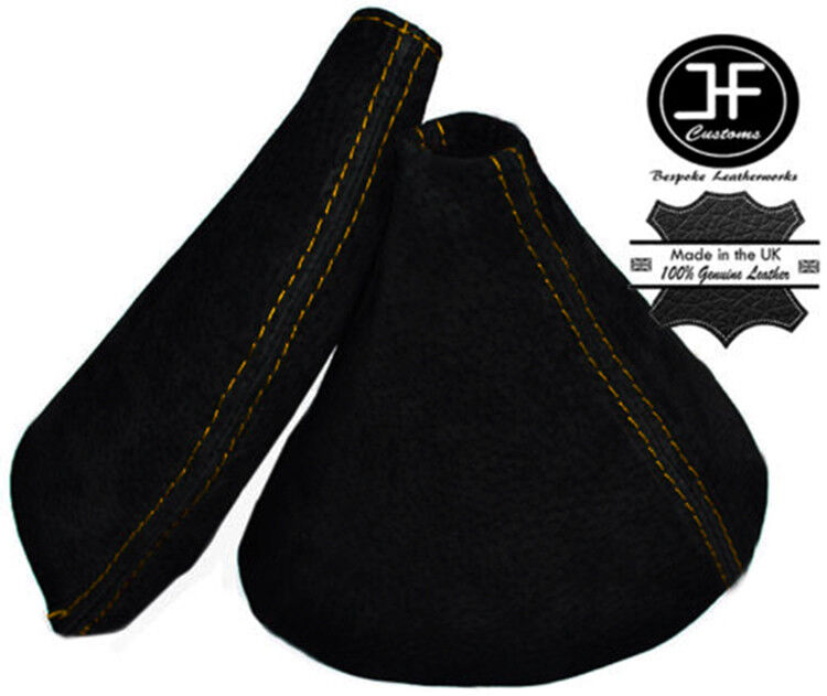 YELLOW DOUBLE STITCH FOR MAZDA MX5 MK3 NC 2005-2012 SUEDE GEAR HANDBRAKE GAITER