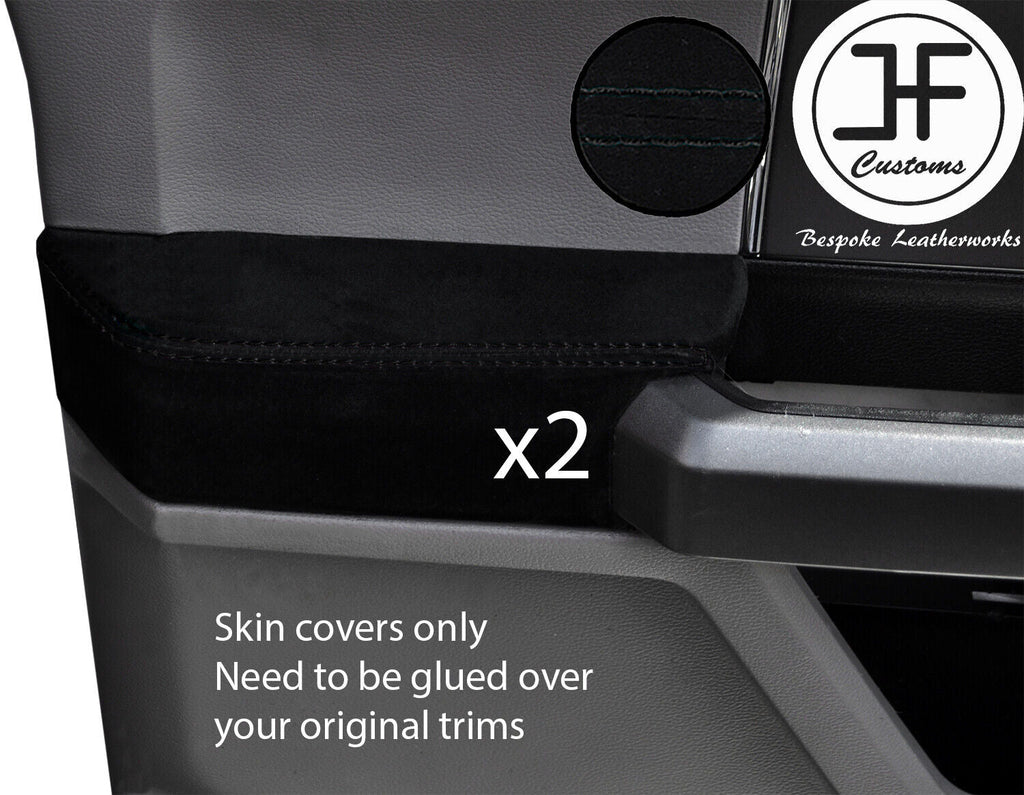BLACK STITCH 2X REAR DOOR CARD TRIM SUEDE COVER FOR FORD F-150 F150 15-19